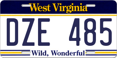 WV license plate DZE485
