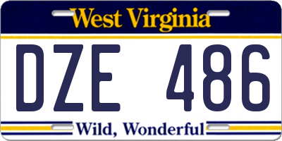WV license plate DZE486