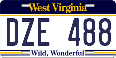 WV license plate DZE488