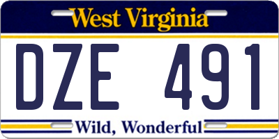 WV license plate DZE491