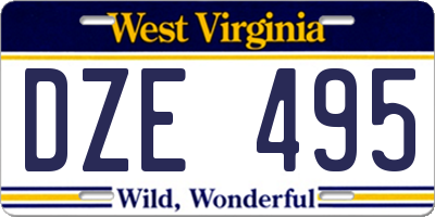 WV license plate DZE495