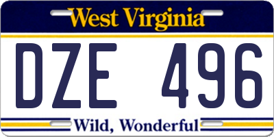 WV license plate DZE496