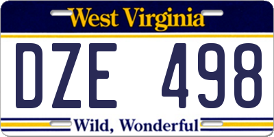 WV license plate DZE498