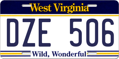 WV license plate DZE506