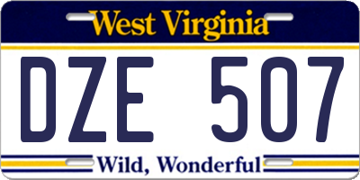 WV license plate DZE507