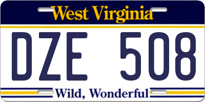 WV license plate DZE508