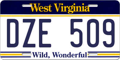 WV license plate DZE509