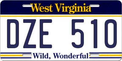 WV license plate DZE510