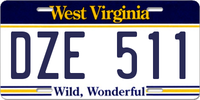 WV license plate DZE511
