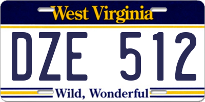 WV license plate DZE512