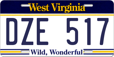 WV license plate DZE517