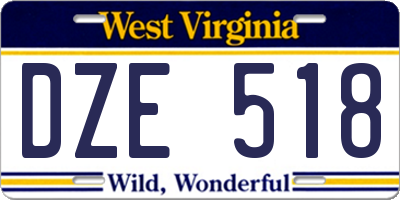 WV license plate DZE518