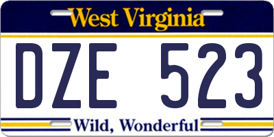 WV license plate DZE523