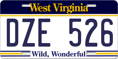 WV license plate DZE526