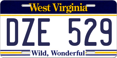 WV license plate DZE529