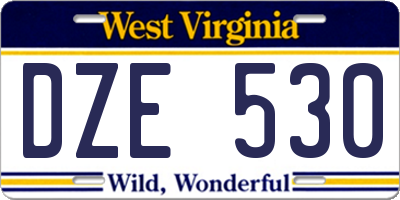 WV license plate DZE530
