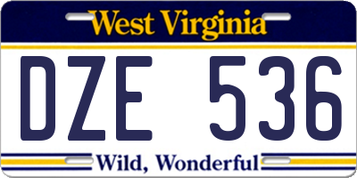 WV license plate DZE536