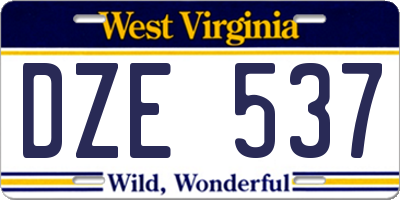 WV license plate DZE537