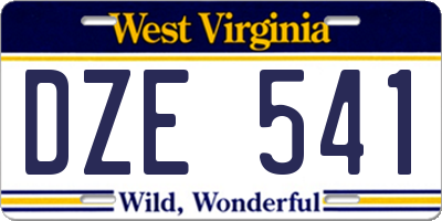 WV license plate DZE541