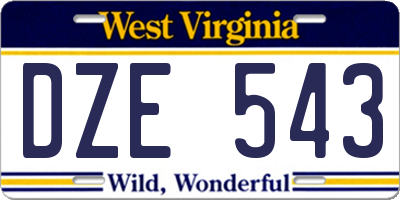 WV license plate DZE543