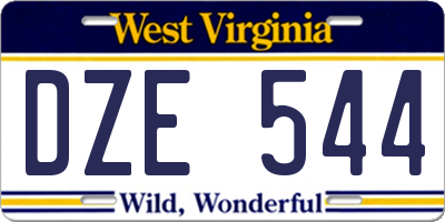 WV license plate DZE544