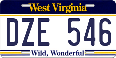 WV license plate DZE546