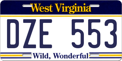 WV license plate DZE553