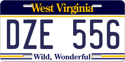 WV license plate DZE556