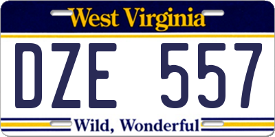 WV license plate DZE557