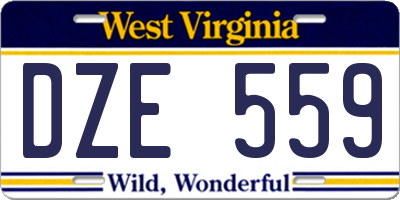 WV license plate DZE559