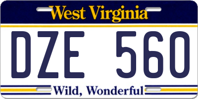 WV license plate DZE560