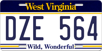 WV license plate DZE564