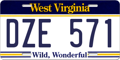 WV license plate DZE571