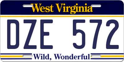 WV license plate DZE572