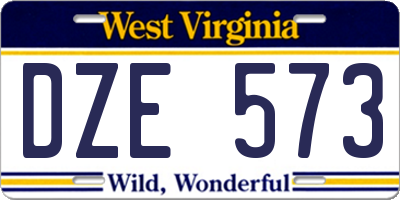 WV license plate DZE573