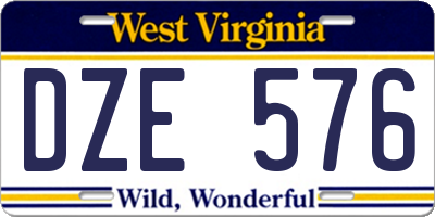 WV license plate DZE576