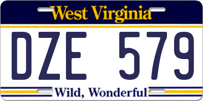 WV license plate DZE579