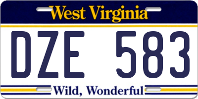 WV license plate DZE583