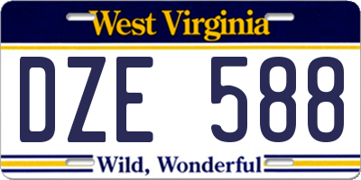 WV license plate DZE588