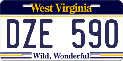 WV license plate DZE590