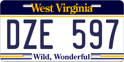 WV license plate DZE597