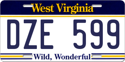 WV license plate DZE599