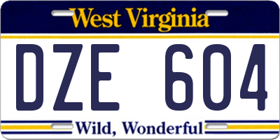 WV license plate DZE604
