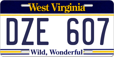 WV license plate DZE607
