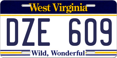 WV license plate DZE609