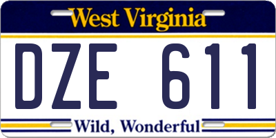 WV license plate DZE611