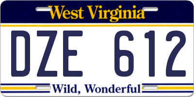 WV license plate DZE612