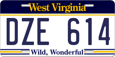 WV license plate DZE614