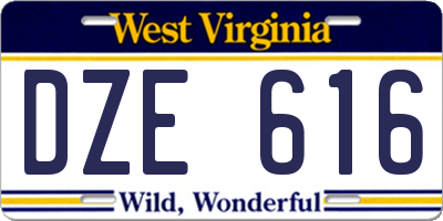 WV license plate DZE616