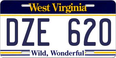 WV license plate DZE620